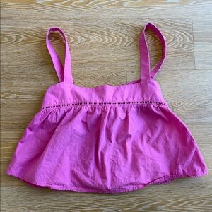 Pink strappy cropped blouse